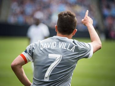 David Villa heeft wat te juichen tijdens het competitieduel New York City FC - Orlando City (23-04-2017).