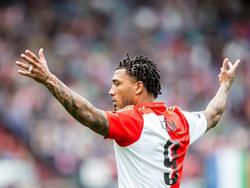 Onbegrip bij Colin Kâzım-Richards tijdens het competitieduel Feyenoord - Willem II. (13-09-2015)