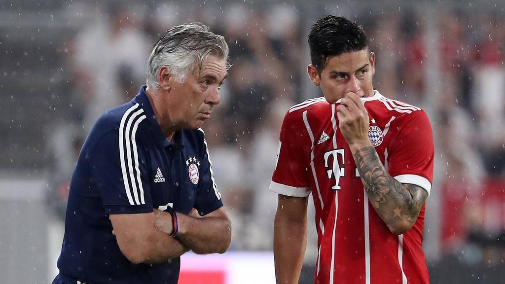 Arbeiten Carlo Ancelotti und James Rodríguez nach Stationen in Madrid und beim FC Bayern München bald auch in England zusammen?