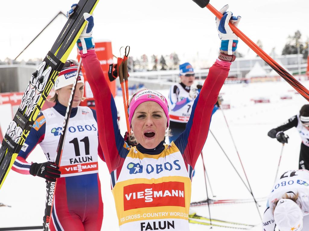 Wieder einmal am Jubeln: Therese Johaug ist auch in Falun die Beste Wieder einmal am Jubeln: Therese Johaug ist auch in Falun die Beste