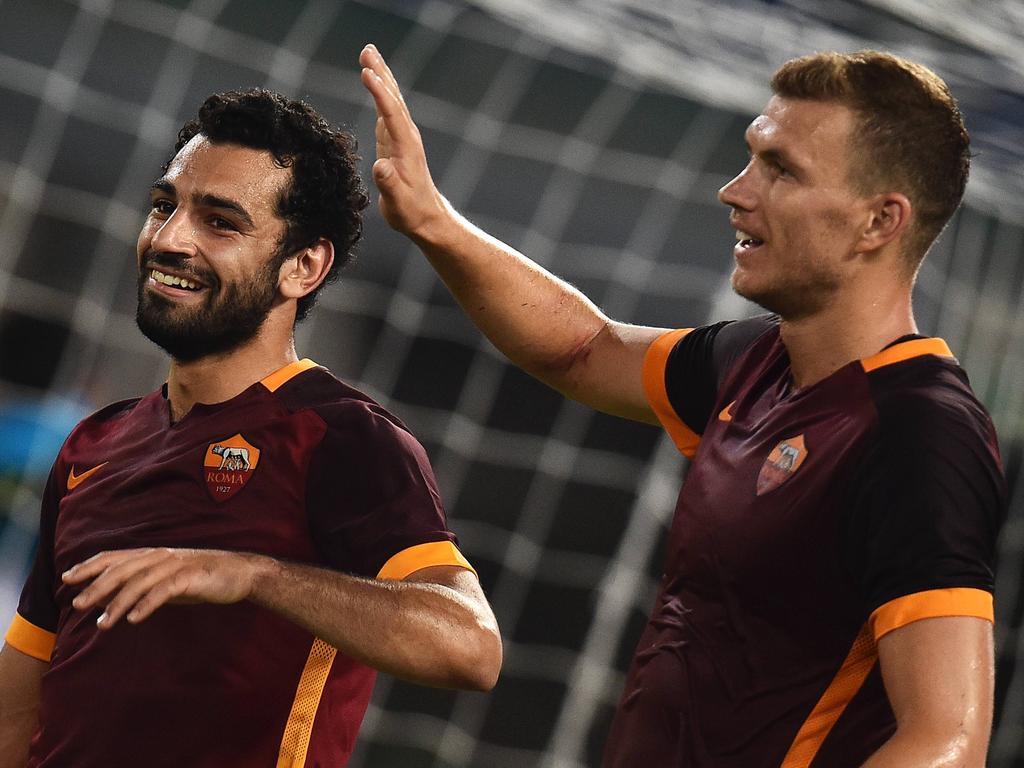 Mit neuem Duo zum Erfolg? Edin Džeko (r.) und Mohamed Salah sollen beim AS Rom für Erfolge sorgen