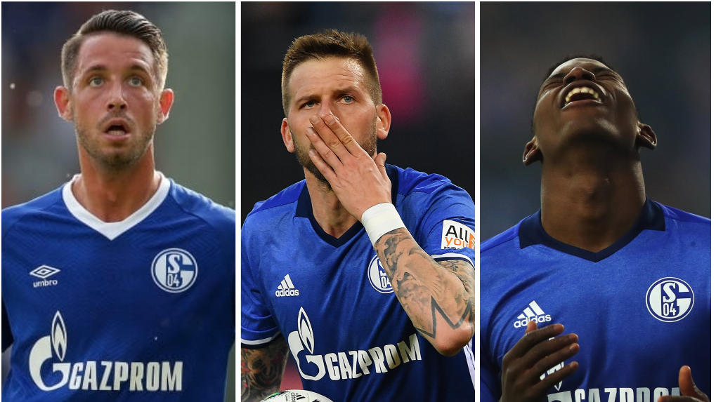 Mark Uth, Guido Burgstaller und Breel Embolo greifen beim FC Schalke 04 an