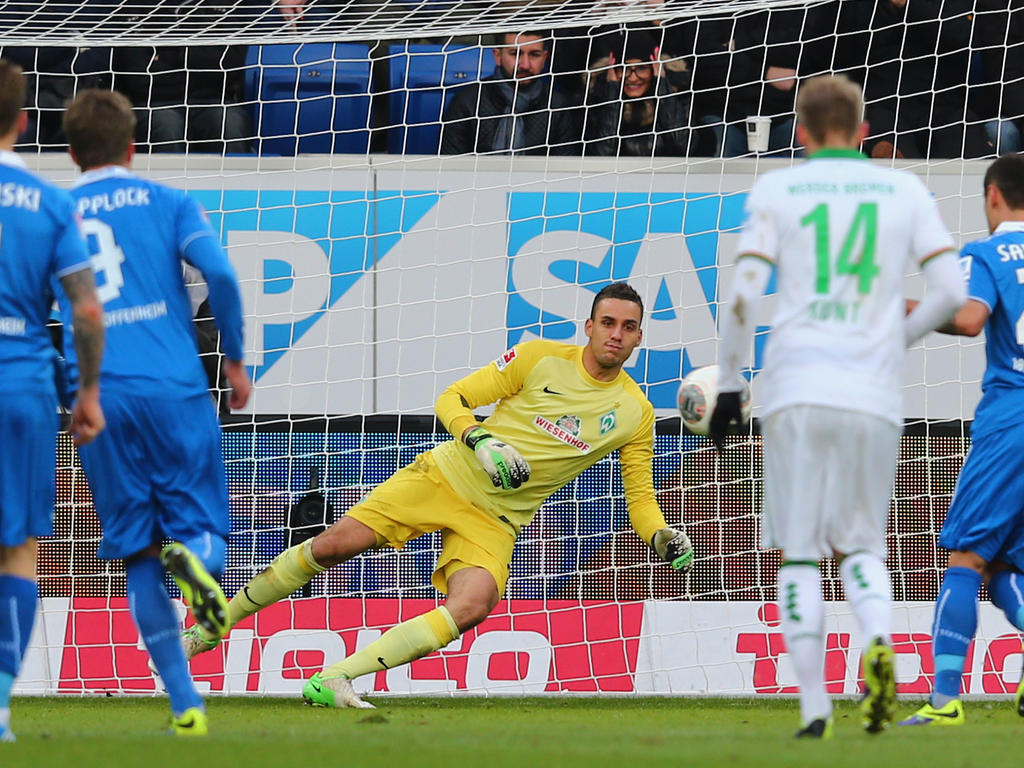 Raphael Wolf (m.) stand gegen Hoffenheim erstmals für die Bremer im Tor Raphael Wolf (m.) stand gegen Hoffenheim erstmals für die Bremer im Tor