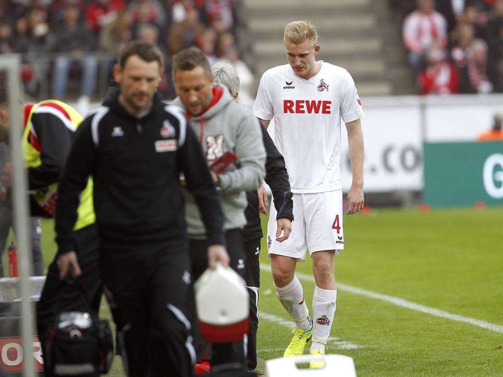 Der Kölner Frederik Sørensen verletzte sich gegen die Bayern am Oberschenkel