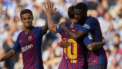 Machten sich beim FC Barcelona die Taschen voll: Coutinho, Messi und Dembélé