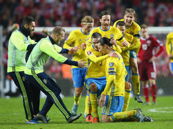 Zlatan Ibrahimović clasificó a Suecia para la Eurocopa ante Dinamarca. (Foto: Getty)