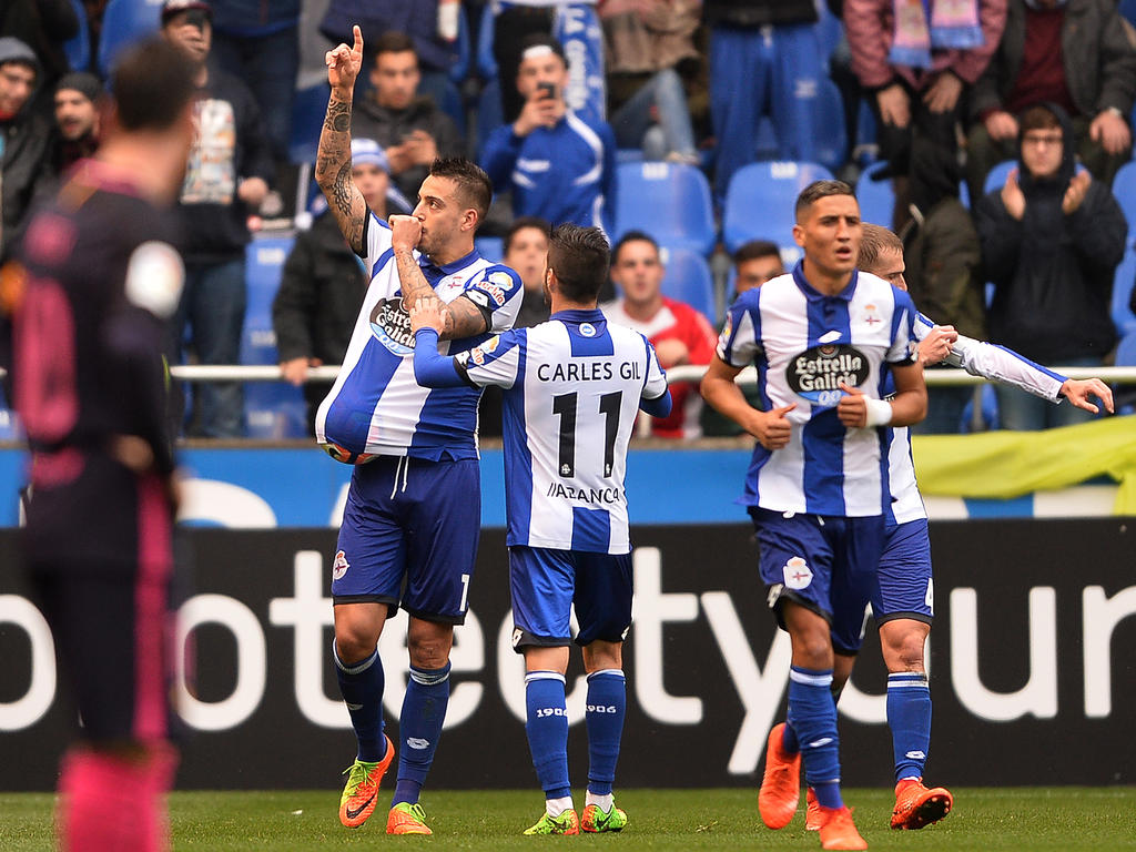 Joselu celebrando un gol con el Dépor. (Foto: Getty)