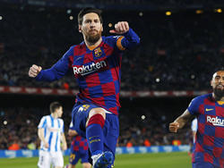 Messi celebra un tanto con los culés.
