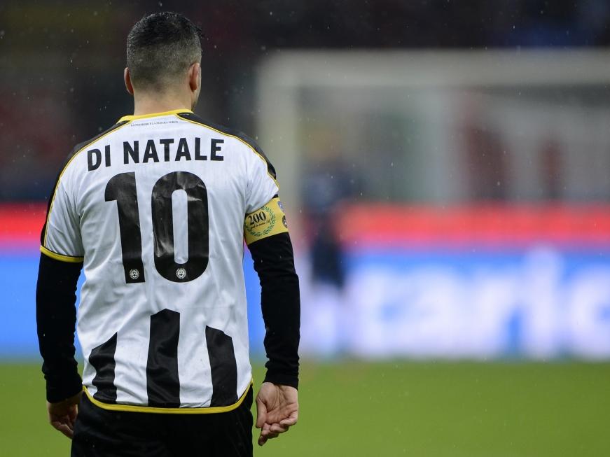 Antonio Di Natale tijdens de wedstrijd AC Milan - Udinese in de dertiende speelronde van de Serie A. (30-11-2014)