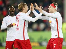 Die Leipziger Naby Keita, Emil Forsberg und Marcel Sabitzer gehören zu den besten Spielern der Rangliste des deutschen Fußballs