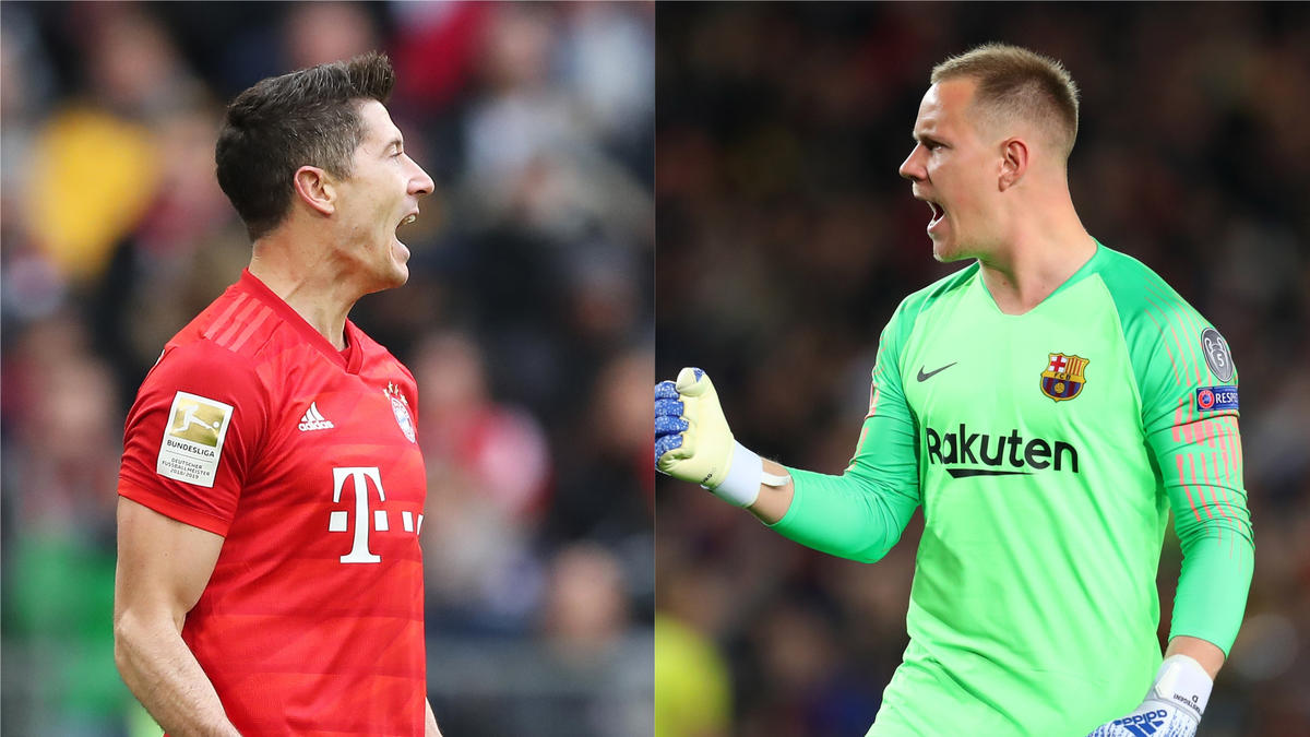 Robert Lewandowski vom FC Bayern und Marc-André ter Stegen gehören zu Europas Top-Elf des Monats Robert Lewandowski vom FC Bayern und Marc-André ter Stegen gehören zu Europas Top-Elf des Monats