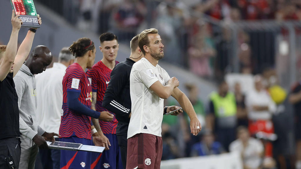 Harry Kane gab bei der 0:3-Pleite gegen Leipzig im Supercup sein Bayern-Debüt