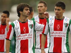 Los jugadores del CD Palestino de Chile llevan la bandera de Palestina en la camiseta. (Foto: Imago)