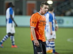 Ties Evers van FC Volendam baalt van 2-3 nederlaag in het Jupiler League-duel met FC Eindhoven. (28-11-2014)