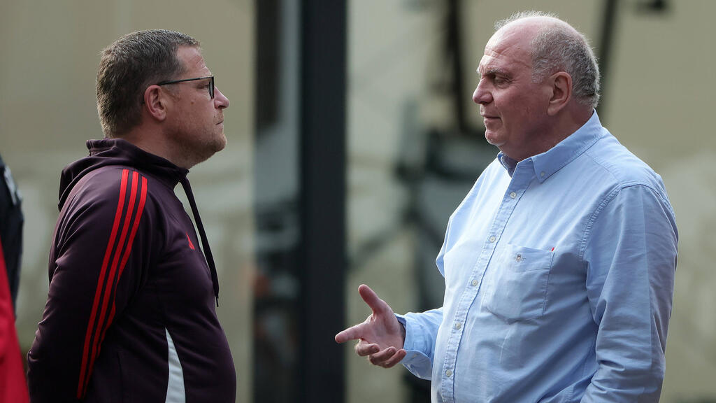Beim FC Bayern in der Verantwortung: Max Eberl und Uli Hoeneß Beim FC Bayern in der Verantwortung: Max Eberl und Uli Hoeneß