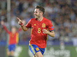 Saul Níguez bejubelt einen seiner drei Treffer im EM-Halbfinale gegen Italien