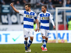 Kevin Wolze (l.) sorgte für den Ausgleichstreffer der Duisburger