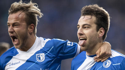 Felix Lohkemper (l.) traf beim Auswärtsspiel in Bielefeld