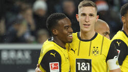 Jamie Gittens (l.) ist beim BVB in dieser Saison eine feste Größe