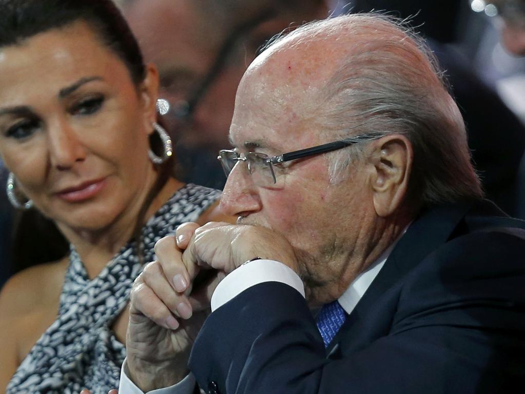 Sepp Blatter tijdens de WK-kwalificatieloting. (25-07-2015)