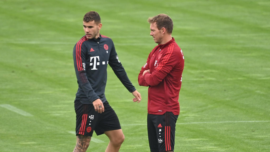 Nagelsmann (re.) muss mit dem FC Bayern am Sonntag in Leverkusen ran Nagelsmann (re.) muss mit dem FC Bayern am Sonntag in Leverkusen ran