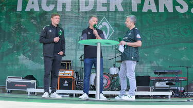 Clemens Fritz (li.) sucht Unterstützung für den SV Werder Bremen