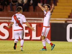 Camilo Mayada (dcha.) celebra un gol con River Plate. (Foto: Imago)