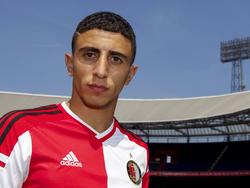 Bilal Başaçikoğlu voor het eerst in het shirt van Feyenoord. (31-7-2014)