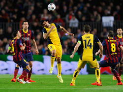 Diego Costa (m.) und Atlético Madrid setzten dem FC Barcelona im Hinspiel des CL-Viertelfinales zu