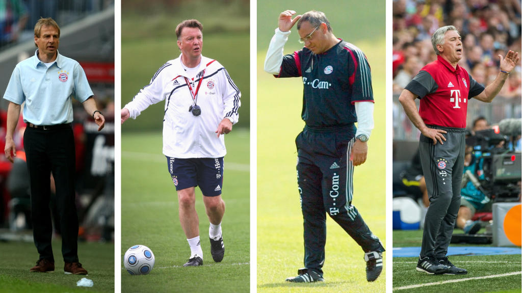 Beim FC Bayern vorzeitig entlassen: Jürgen Klinsmann, Louis van Gaal, Felix Magath, Carlo Ancelotti