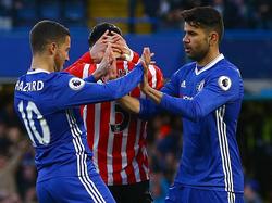 Hazard y Costa celebran el primer gol del encuentro. (Foto: Imago)