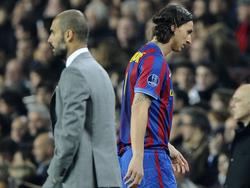 Zlatan Ibrahimovic (r.) kam mit Pep Guardiola nicht zurecht