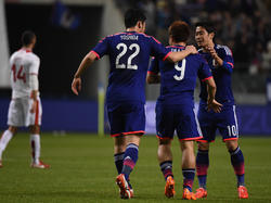 Shinji Okazaki (M.) erzielte erneut einen Treffer für Japan