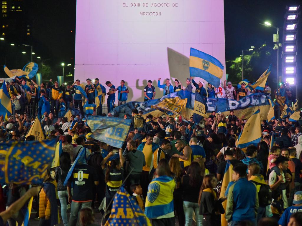 Aficionados de Boca celebran el título en el Obelisco de Buenos Aires. (Foto: Imago)