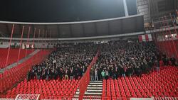 Ein Teil des Stuttgarter Fanblocks in Belgrad blieb am Mittwochabend leer