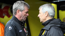 Friedhelm Funkel (l.) hat BVB-Coach Lucien Favre gegen Kritik in Schutz genommen