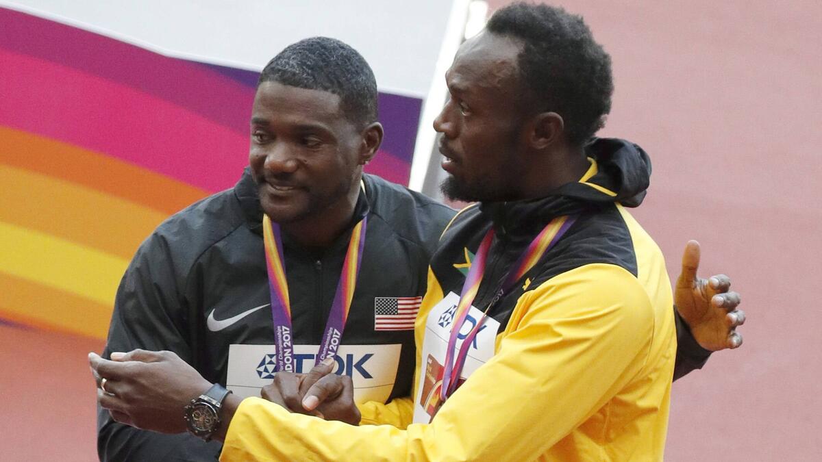 Justin Gatlin (l.) ist Teil der Traumstaffel von Usain Bolt (r.)