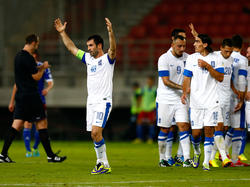 Die Griechen bejubeln den Einzug in die WM-Playoffs