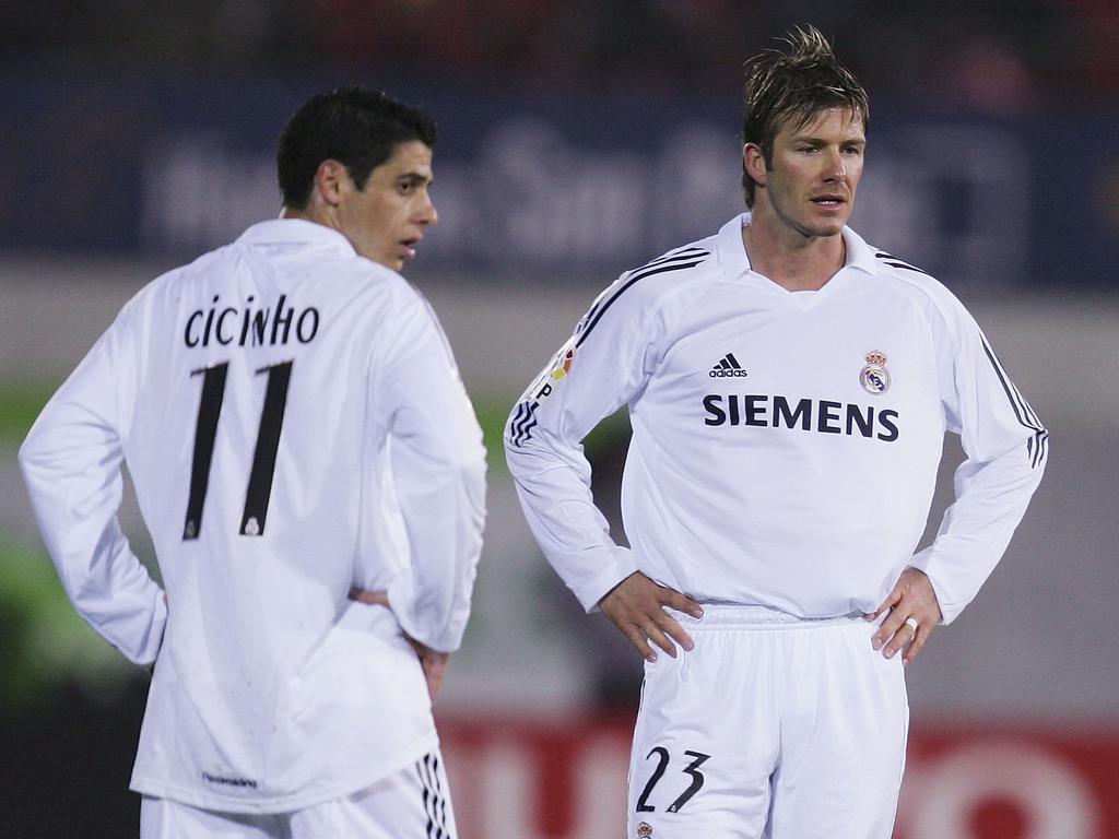 Cicinho en su etapa en el Real Madrid junto a Beckham. (Foto: Getty)