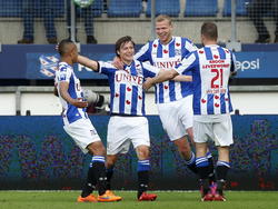 SC Heerenveen viert de 1-0 tijdens het play-offduel sc Heerenveen - Feyenoord. (21-05-2015)