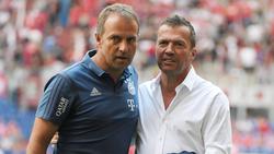 Hansi Flick vom FC Bayern (l.) sollte laut Lothar Matthäus derzeit nicht Bundestrainer werden
