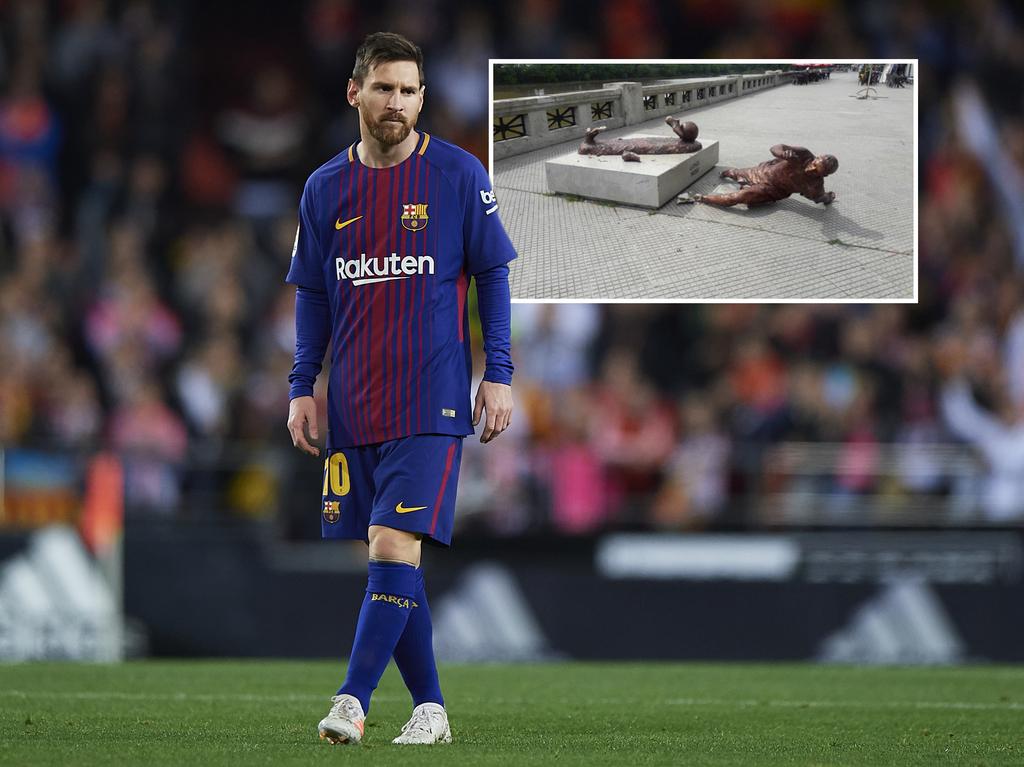 Die Statue von Lionel Messi ist erneut zerstört worden