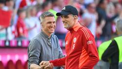 Tobias Schweinsteiger begrüßte Noch-Bayern-Trainer Thomas Tuchel beim Spiel gegen Wolfsburg