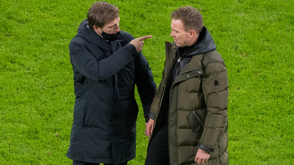 Markus Krösche und Julian Nagelsmann von RB Leipzig
