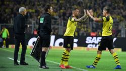 Glücksgriff! BVB-Coach Favre (li.) bringt Paco Alcácer (2.v.r.) ins Spiel