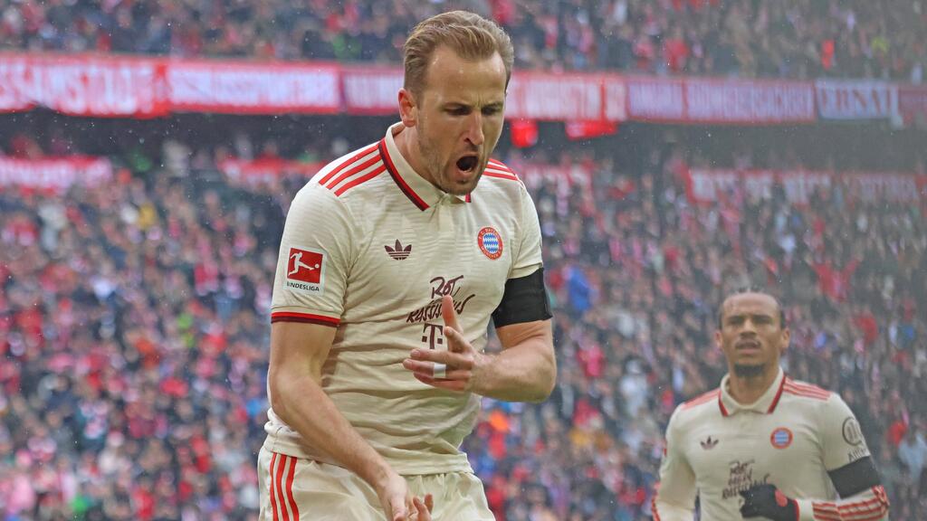 Harry Kane feiert den nächsten Treffer für den FC Bayern Harry Kane feiert den nächsten Treffer für den FC Bayern