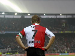 Dirk Kuyt als aanvoerder van Feyenoord in de Kuip tegen Roda JC. (22-01-2006)