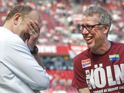Schmadtke (l.) und FC-Coach Stöger können ihr Glück zur Zeit kaum fassen