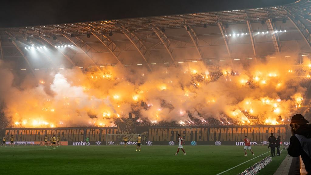 Die Fans von Dynamo Dresden zündeten Begalos