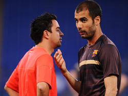 Ein Bild aus gemeinsamen Barça-Zeiten: Xavi (l.) und Guardiola